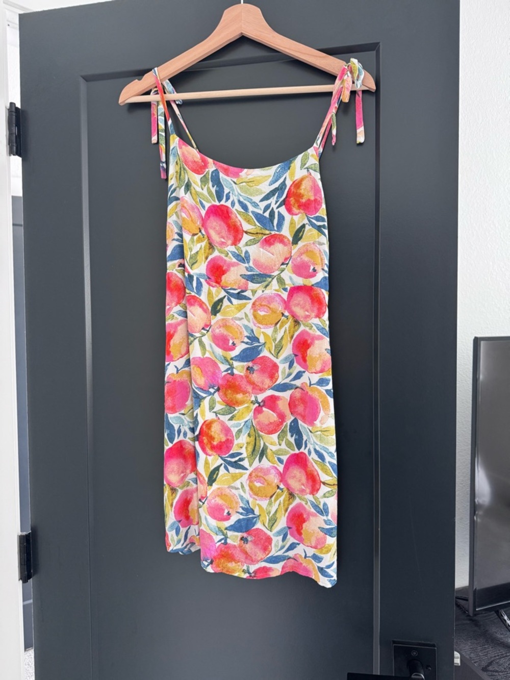 Tie-Shoulder Peach Print Sundress